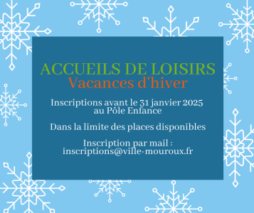 Inscription vacances hiver