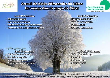 Planning activités Liéton fin d'année